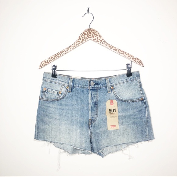 Levi's 501 Mid Rise Cut Off Denim Shorts Size 29 - Picture 1 of 8